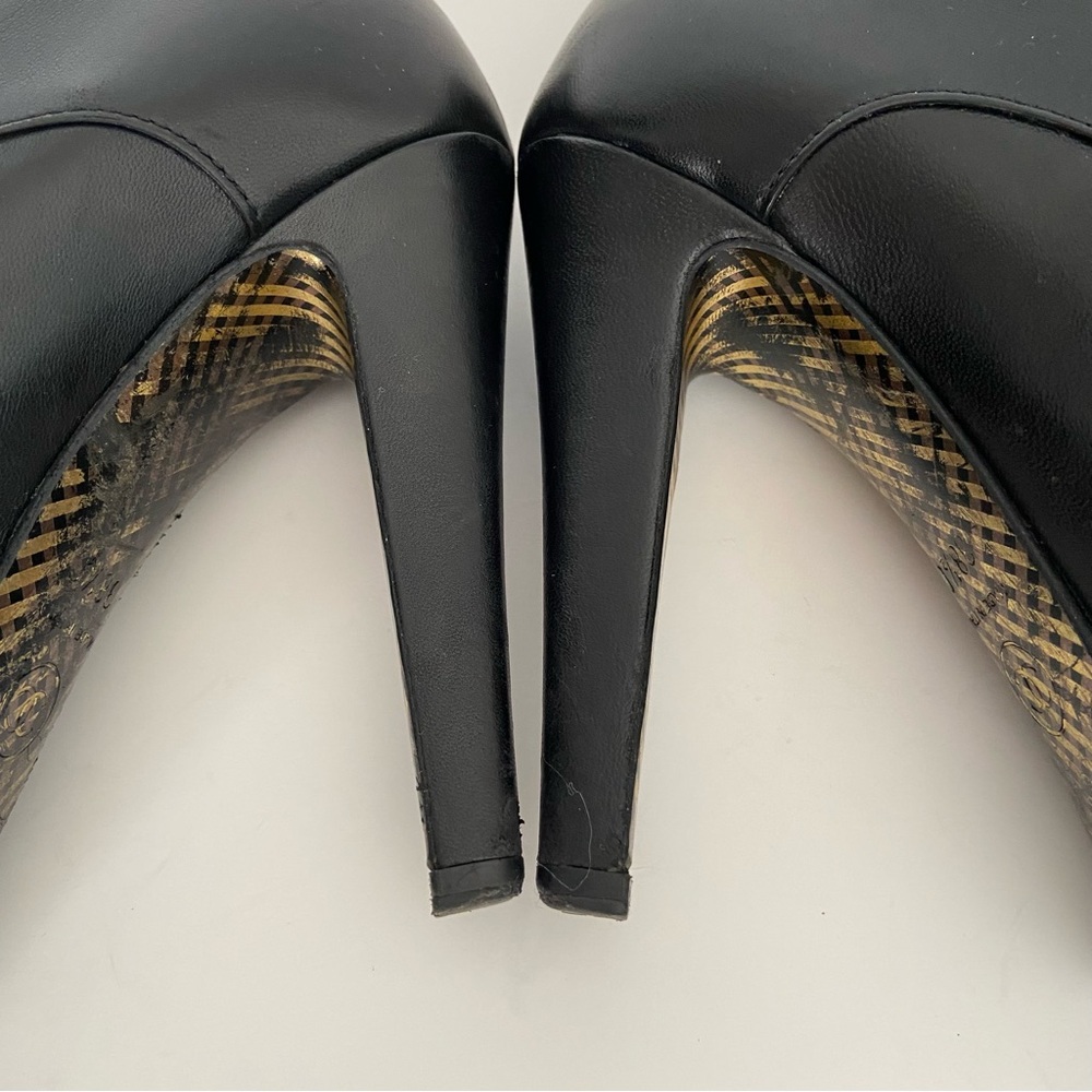 Chanel Black Leather CC Cap Toe Lace Up Platform Ankle Boots - Picture 10 of 16